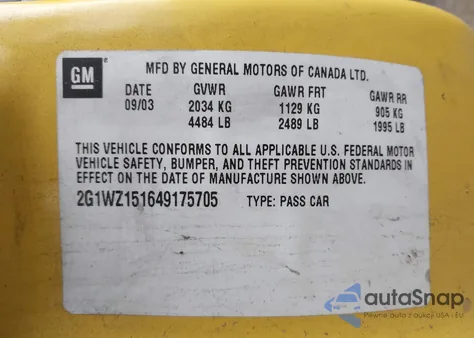 2004 Chevrolet Monte Carlo Supercharged Ss из США, поврежденный, VIN 2G1WZ151649175705